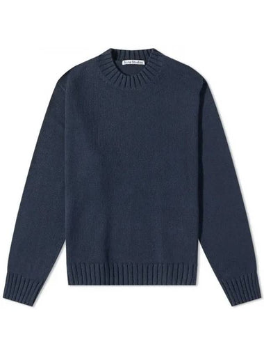 Organic Crewneck Knit Top Midnight Blue - ACNE STUDIOS - BALAAN 1