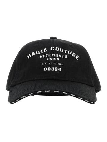 Vetements Embroidered Logo Cotton Ball Cap Black - VETEMENTS - BALAAN 1