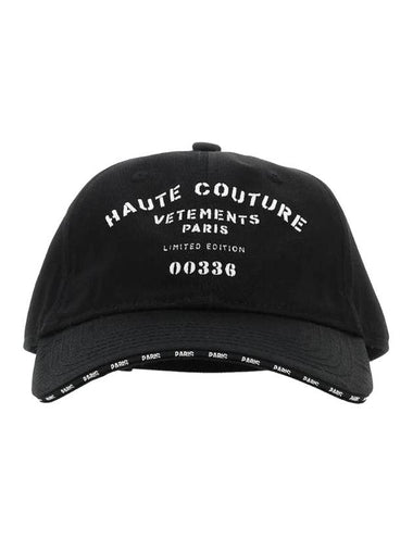 Vetements Embroidered Logo Cotton Ball Cap Black - VETEMENTS - BALAAN 1