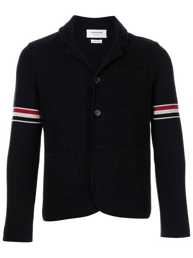 Arm Banding Texture Jacquard Wool Jacket Navy - THOM BROWNE - BALAAN 2