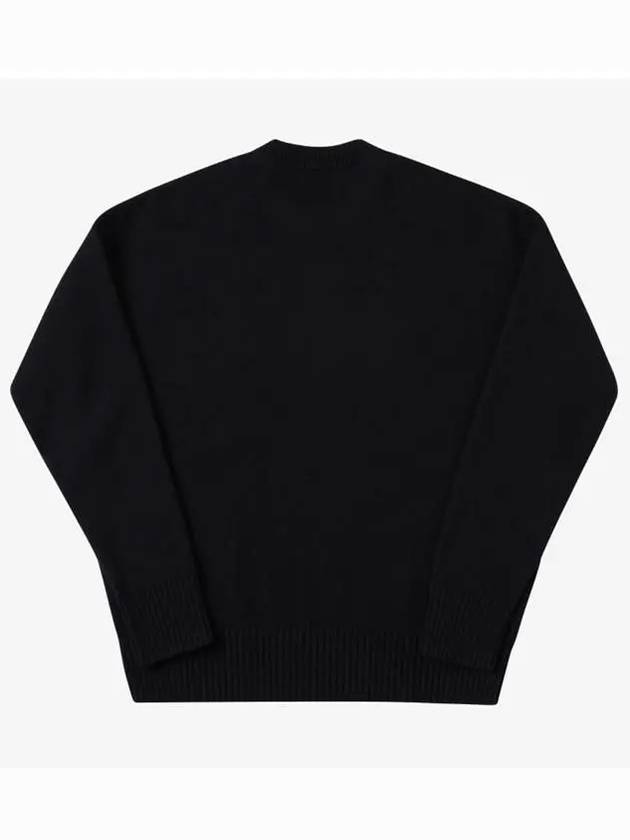 Intarsia Big Heart Logo Wool Knit Top Black - AMI - BALAAN 3