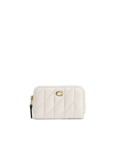 Logo Small Zip Around Card Wallet White - COACH - BALAAN 1