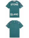 21SS 74152NS84 V0057 Logo Marble Print Round Short Sleeve T-Shirt Green Men's T-Shirt TJ - STONE ISLAND - BALAAN 4