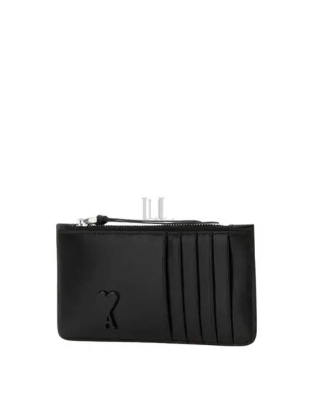 De Coeur Zippered Leather Card Wallet Black - AMI - BALAAN 2