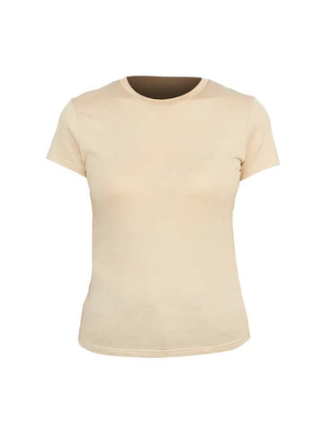 Women's Easy EASY Cotton Short Sleeve T-Shirt Beige - THEORY - BALAAN.