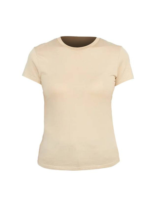 Women's Easy EASY Cotton Short Sleeve T-Shirt Beige - THEORY - BALAAN.