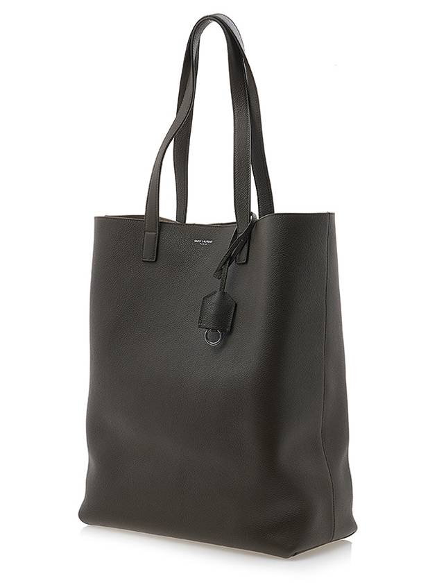 Bold Shopping Bag In Grained Leather Dark Khaki - SAINT LAURENT - BALAAN 4