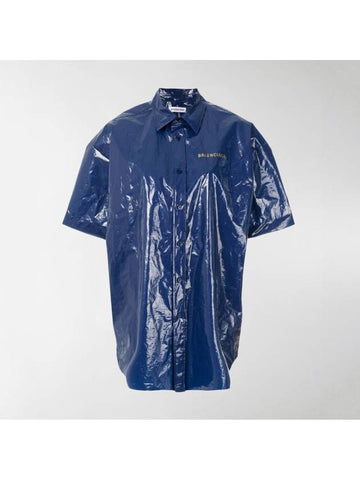 Back logo plastic bean short sleeve shirt blue 518159 - BALENCIAGA - BALAAN 1