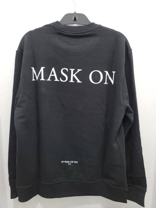 21SS Mask On Printing Men's Black Sweatshirt NUS21246 - IH NOM UH NIT - BALAAN 2
