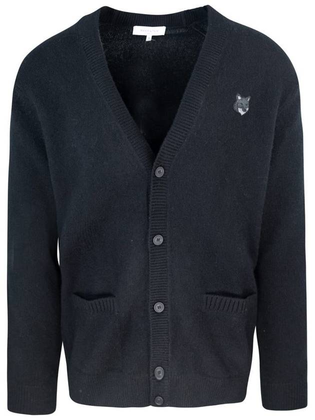 Bold Fox Head Patch Regular Lambswool Cardigan Black - MAISON KITSUNE - BALAAN 2