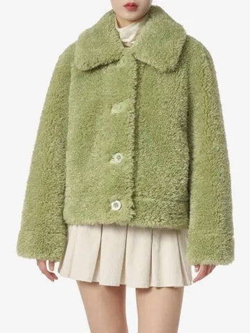 Melina shearling fur jacket sage green 61731936057010 - STAND STUDIO - BALAAN 1