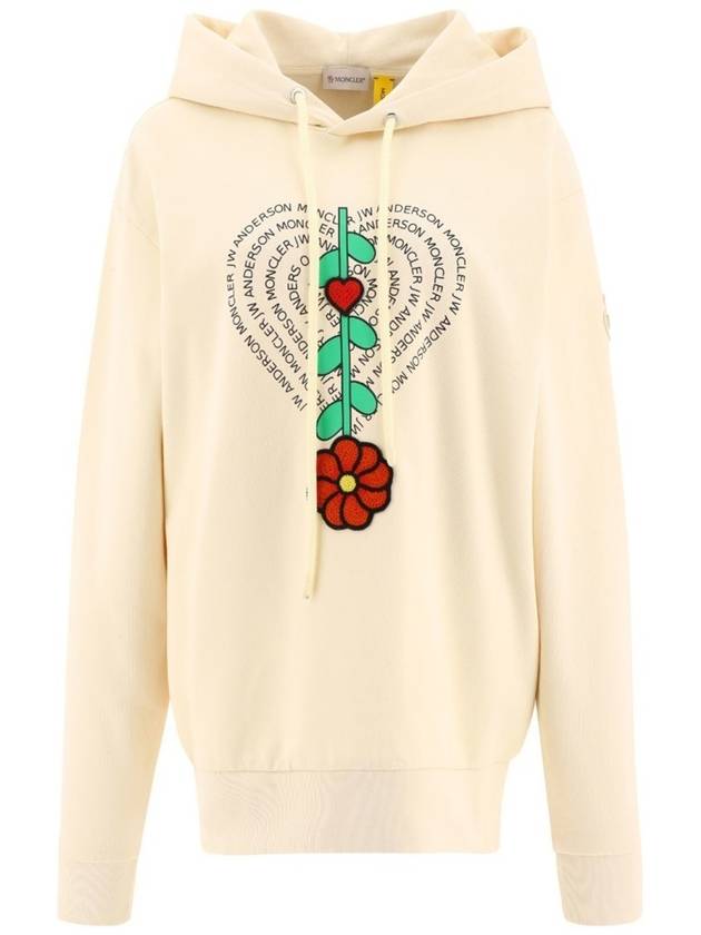 Flower Fleece Jersey Hoodie Beige - MONCLER - BALAAN 4