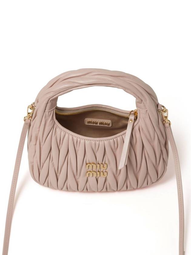 Wander Matelasse Nappa Leather Mini Hobo Tote Bag Powder Pink - MIU MIU - BALAAN 4