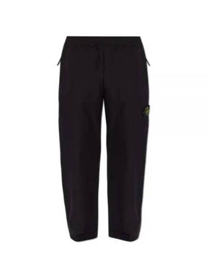 Logo Badge Fleece Regular Fit Jogger Pants Black - STONE ISLAND - BALAAN 2