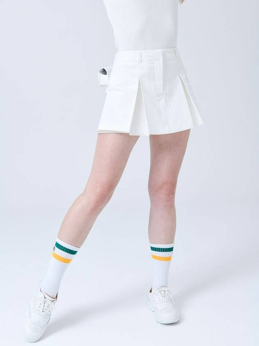 Doyou Know MC Women s Cotton Span Front Zipper Pleated Skirt Type White Shorts DO3242HPT13 - DOYOUKNOWMC GOLF WEAR - BALAAN 2