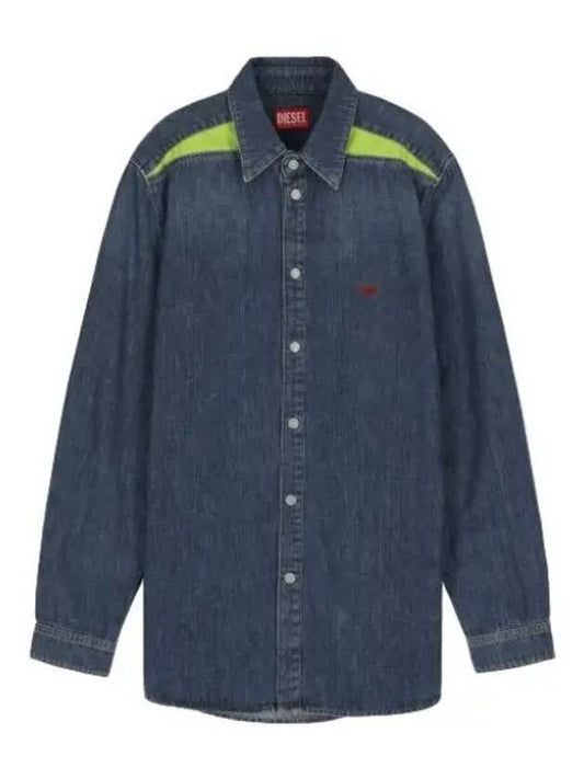 paneled denim shirt blue - DIESEL - BALAAN 1