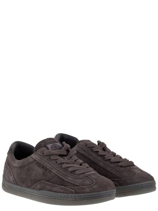 Logo Suede Low Top Sneakers Grey - STONE ISLAND - BALAAN 5