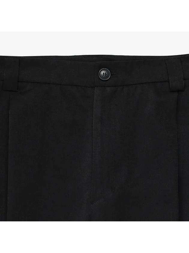 Cotton Pleated Pocket Wide Pants Black - NOIRER - BALAAN 5