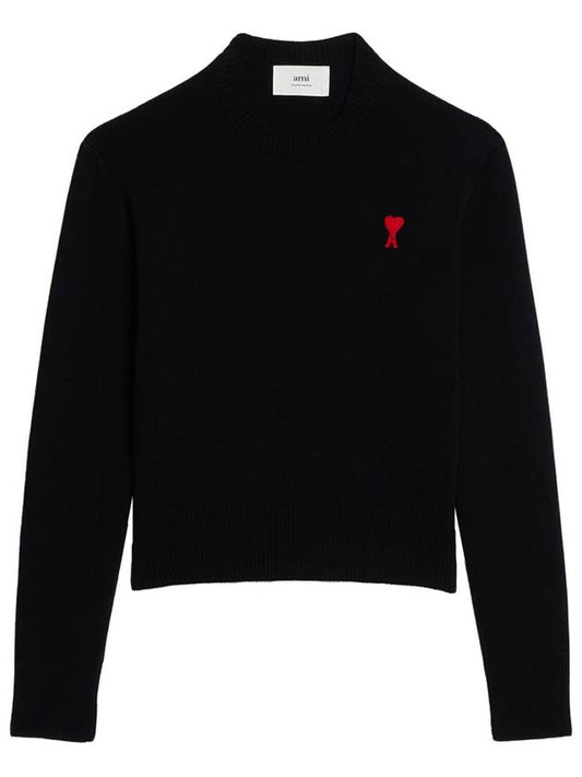 heart logo knit top black - AMI - BALAAN 2