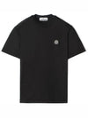 Logo Patch Short Sleeve T-Shirt Black - STONE ISLAND - BALAAN 2