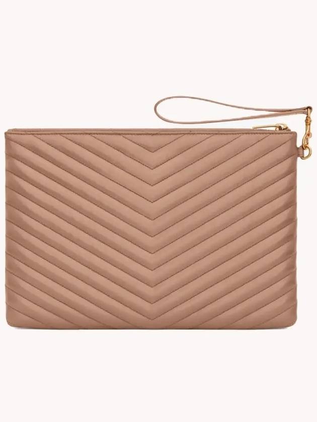 Gold Monogram Matelasse Clutch Bag Beige - SAINT LAURENT - BALAAN 3