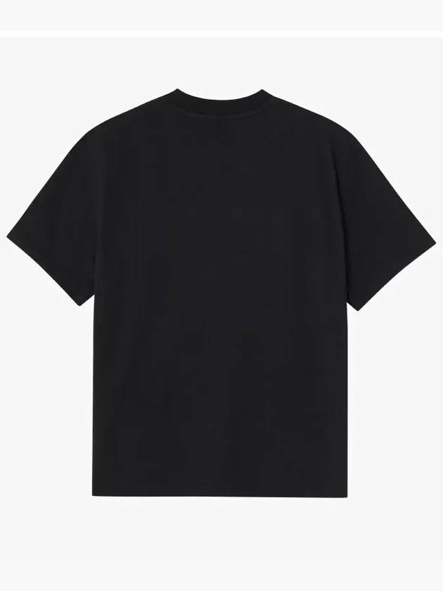 Tone On Tone Heart Logo Organic Cotton Short Sleeve T-Shirt Black - AMI - BALAAN 3