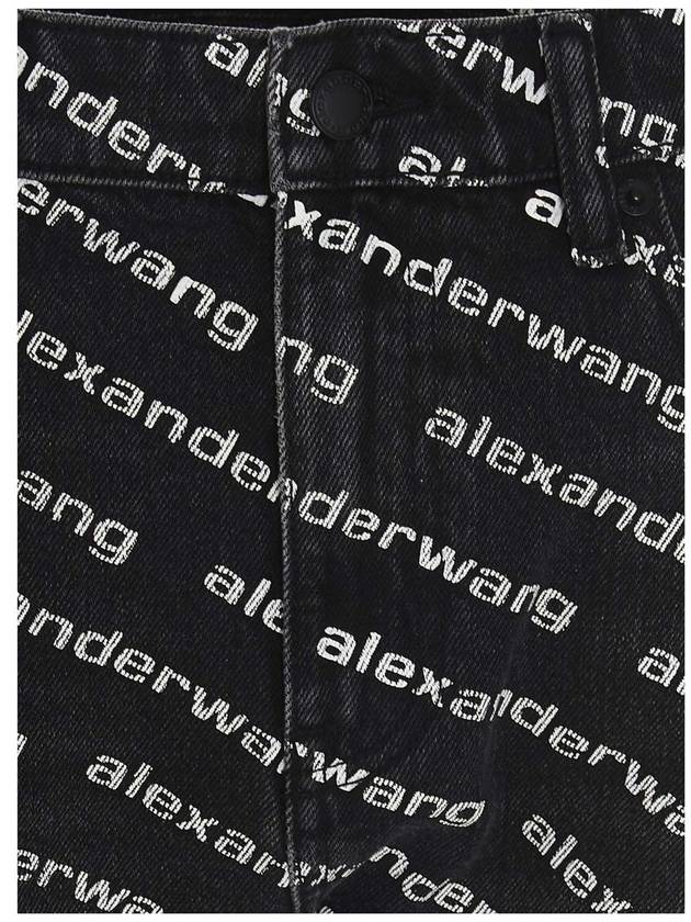 Grey Age Denim Bite Logo Shorts Black - ALEXANDER WANG - BALAAN 5