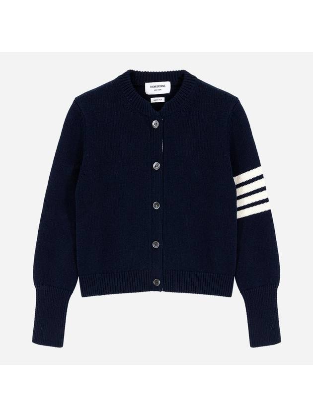 Floral Intarsia Cotton Cardigan Navy - THOM BROWNE - BALAAN 2