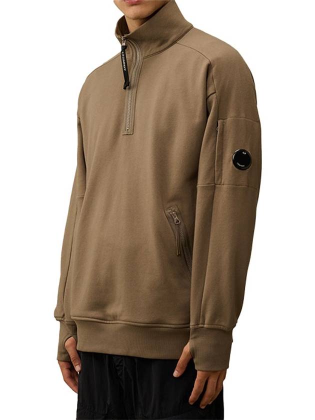 Diagonal Raised Fleece Half Zipped Sweatshirt Beige - CP COMPANY - BALAAN 4