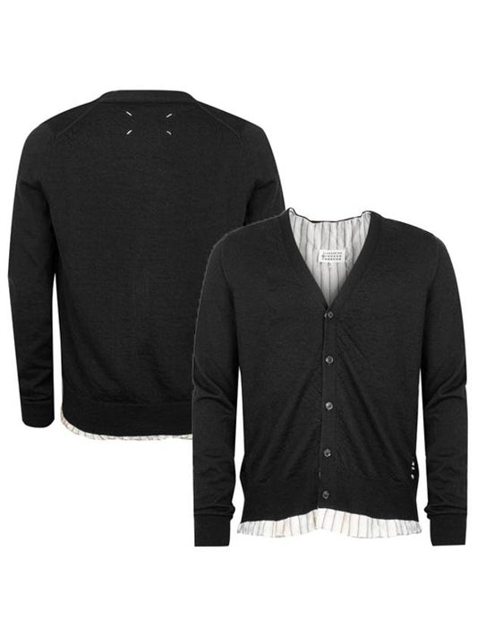 Stitched V-Neck Lining Cardigan Black - MAISON MARGIELA - BALAAN 2