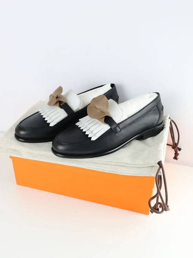 Destin loafers twotone fringe black blanc silver 36.5 H241008Z 03 - HERMES - BALAAN 6