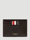 Stripe Label Debossed Leather Card Wallet Black - THOM BROWNE - BALAAN 3