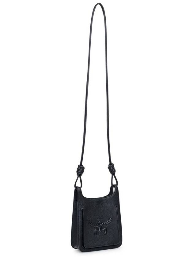 Himmel Hobo Embossed Logo Leather Cross Bag Black - MCM - BALAAN 4