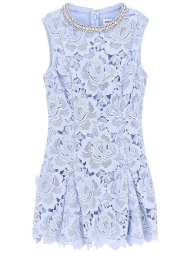 Flower Lace Mini Dress Light Blue - SELF PORTRAIT - BALAAN 1