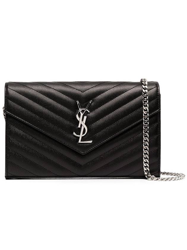 Cassandre Matelasse Chain Cross Bag In Grain de Poudre Embossed Leather Black - SAINT LAURENT - BALAAN 3