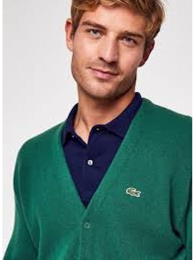 Relaxed Fit Button Wool Cardigan Green - LACOSTE - BALAAN 5