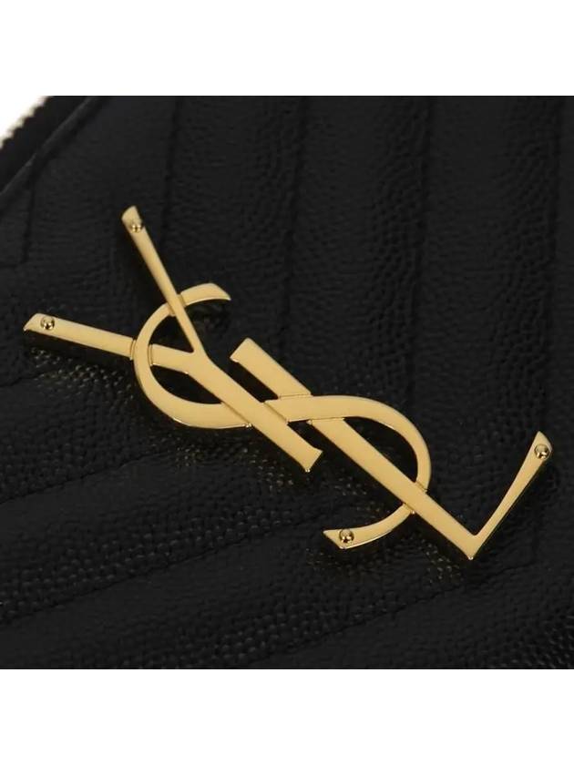 Matelasse Monogram Zipper Around Long Wallet Black - SAINT LAURENT - BALAAN 8