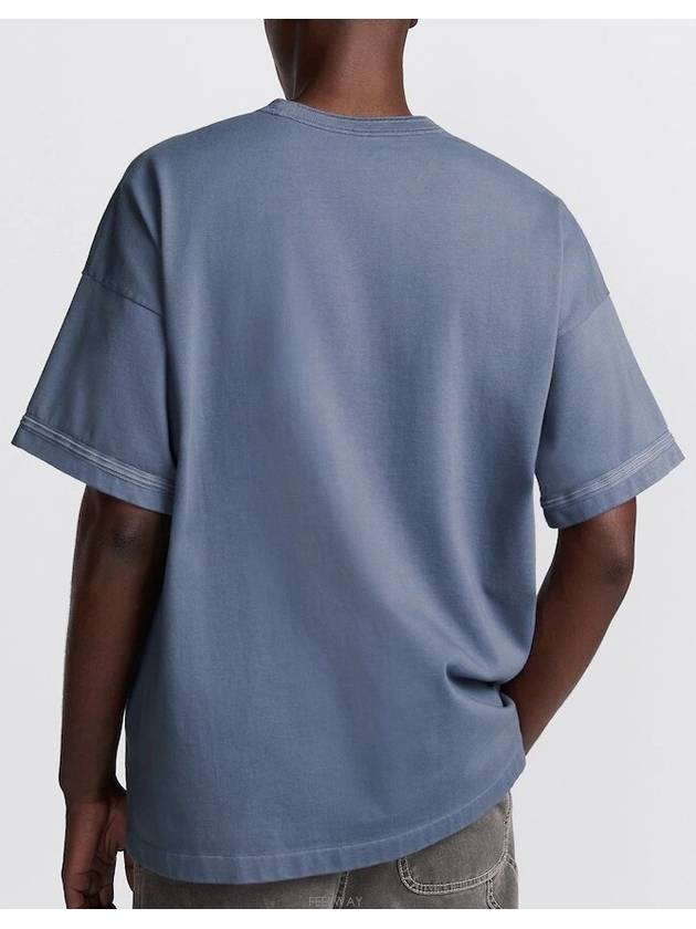 Oversized Fit Cotton Jersey Short Sleeve T-Shirt Blue - DIOR - BALAAN 5