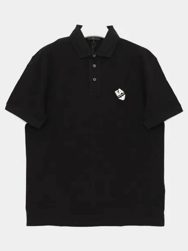 Logo Embroidery Cotton Polo Shirt Black - EMPORIO ARMANI - BALAAN 2