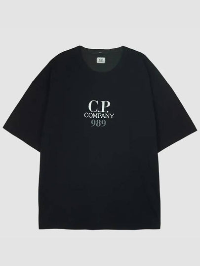 20/1 Jersey Boxy Logo Short Sleeve T-Shirt Black - CP COMPANY - BALAAN 2