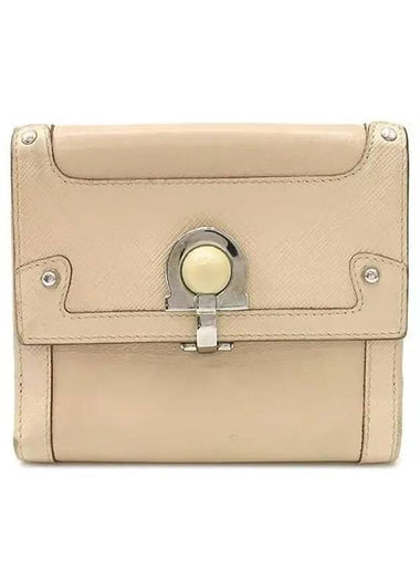 Ferragamo 22 3721 Ivory Color Silver Gancini Buckle Bicycle Wallet - SALVATORE FERRAGAMO - BALAAN 1