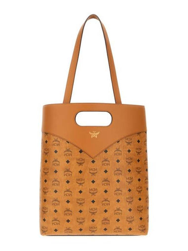 Visetos Leather Mix Diamond Tote Bag Brown - MCM - BALAAN 1