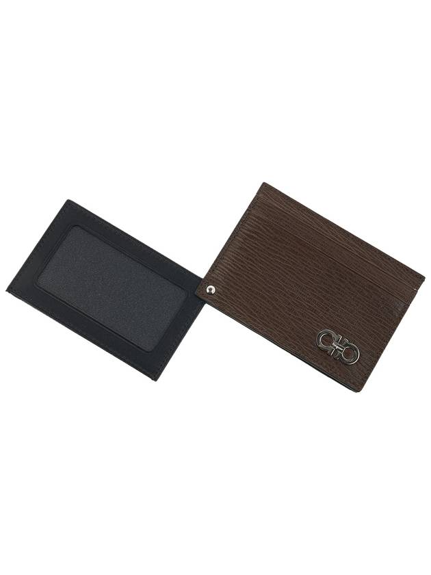 Double Gancini Leather Card Wallet Brown - SALVATORE FERRAGAMO - BALAAN 10