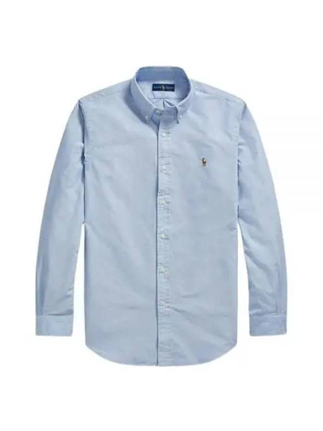 Men's Embroidered Pony Logo Oxford Long Sleeve Shirt Blue - POLO RALPH LAUREN - BALAAN 2