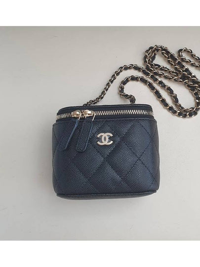 Caviar Vanity Bag Square Chain Cosmetic Case Black Cross AP1340 Mini - CHANEL - BALAAN 2