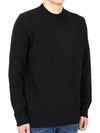 Men's Crew Neck Wool Knit Top Black - TEN C - BALAAN 4