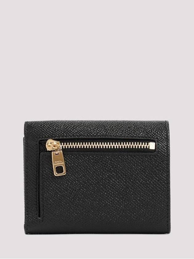 Logo Patch Dauphine Leather Half Wallet Black - DOLCE&GABBANA - BALAAN 3