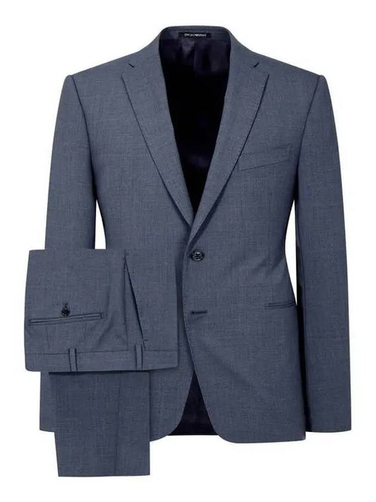 Men s no cheat lapel single breasted wool suit navy - EMPORIO ARMANI - BALAAN 1