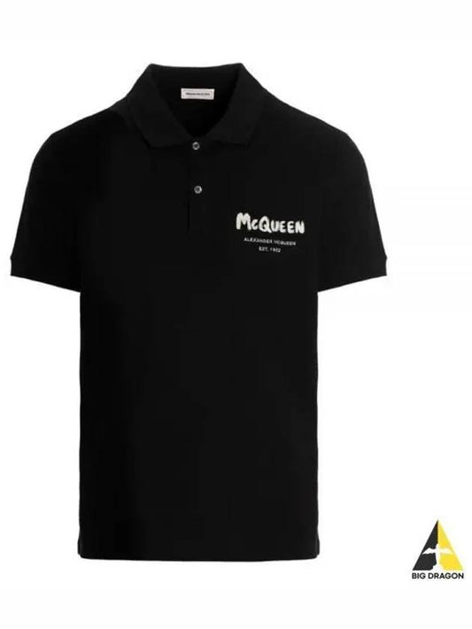 Graffiti Logo Short Sleeve Polo ShirtBlack - ALEXANDER MCQUEEN - BALAAN 2