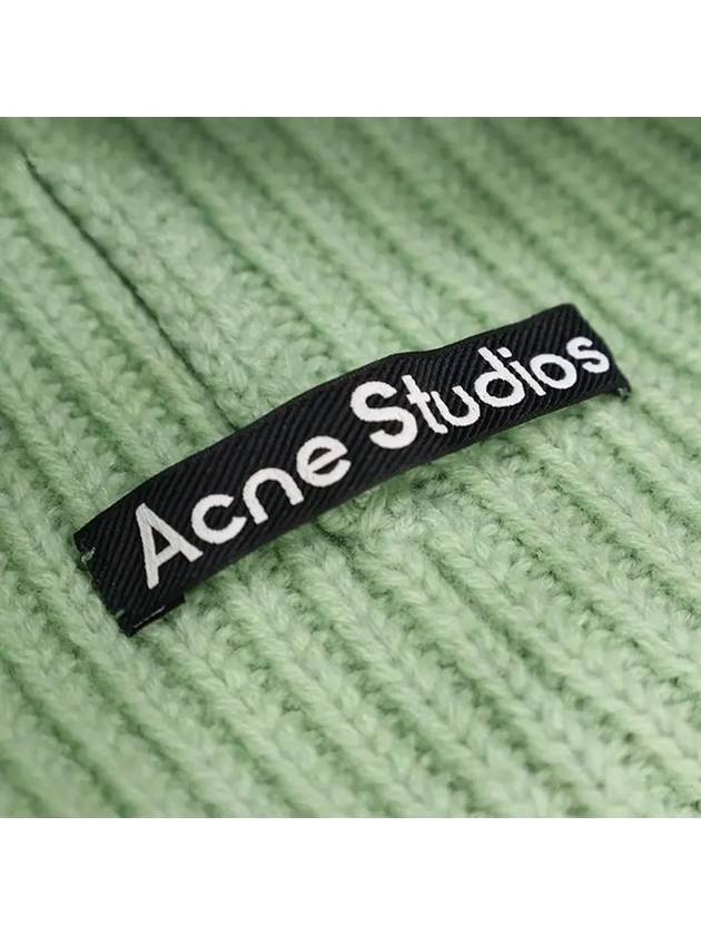 Face Patch Ribbed Wool Beanie Spring Green - ACNE STUDIOS - BALAAN 6